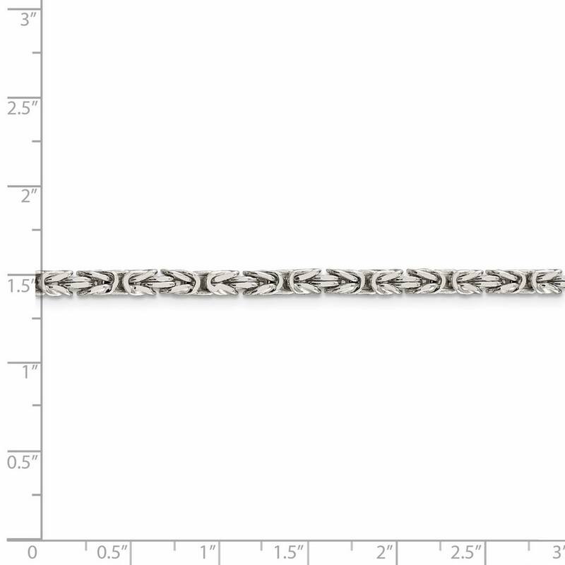 Curata 925 Sterling Silver 3.25mm Squared Byzantine Chain Necklace for Men Optiosn: 16 18 20 24 30