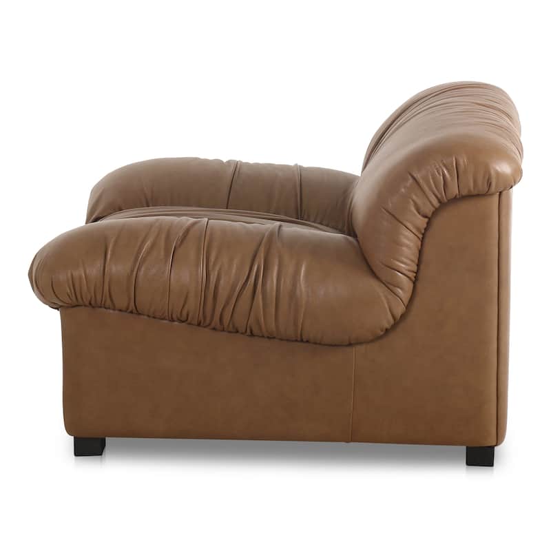 NADAAL STUDIOS Zarek Lounge Chair, Oversized Postmodern Design in Top Grain Leather, Tan