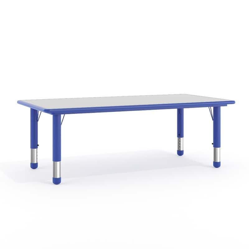 23.625"W x 47.25"L Plastic Adjustable Activity Table-School Table for 6 - Blue