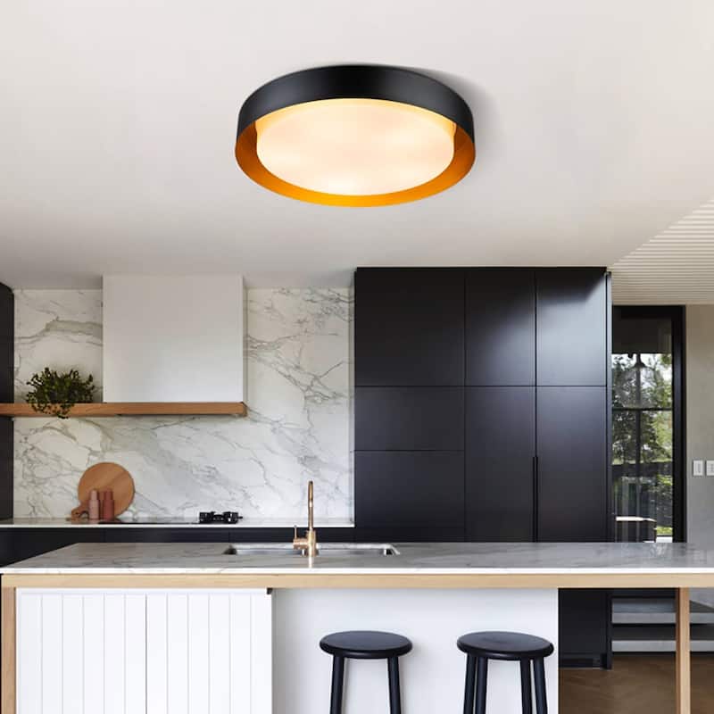 Modern Minimalist 2/3/5-Lights Metal Shaded Drum Flush Mount Ceiling Light