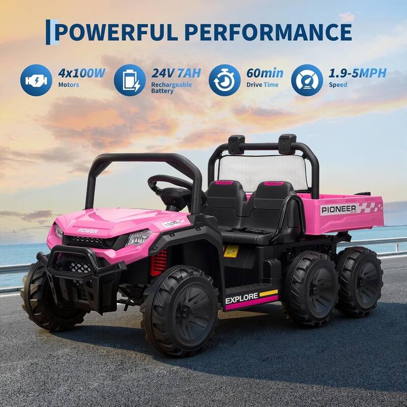 2-Seater Ride-on Toy 24V 4WD Electric Dump Truck for Kids Best Gift