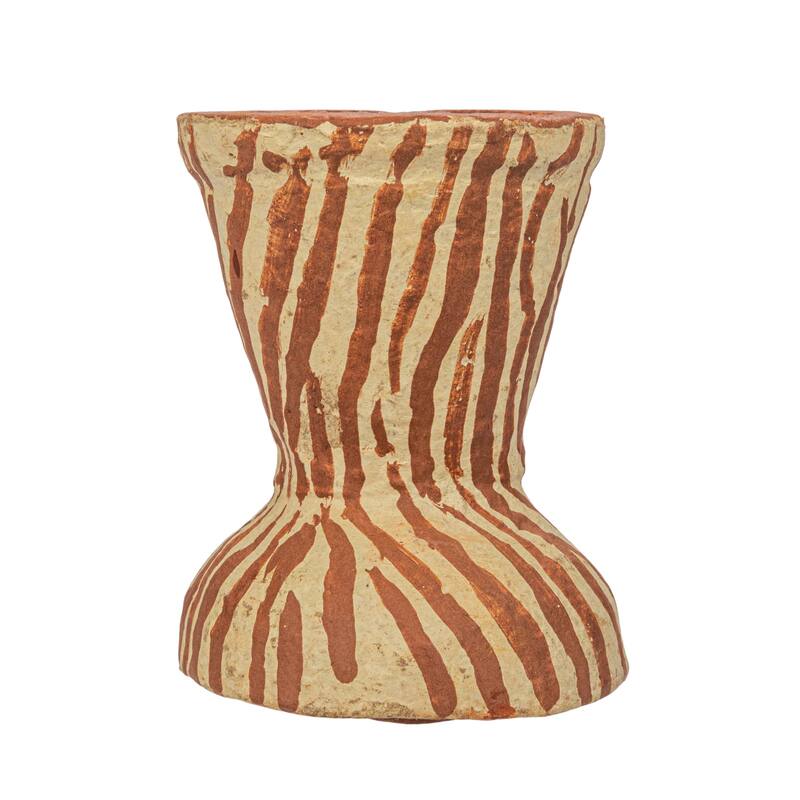 Hand-Painted Decorative Paper Mache Taper Holder - 3.5"L x 3.5"W x 5.0"H