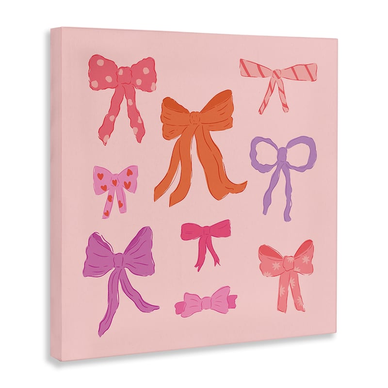 Stupell Stylish Fashion Bows on Pink Canvas Wall Art Design By Sazerelli Designs