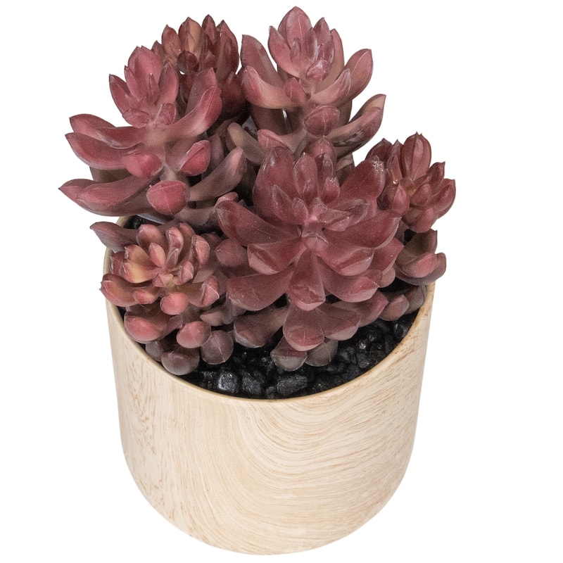 7" Purple Artificial Succulent in Faux Wood Pot