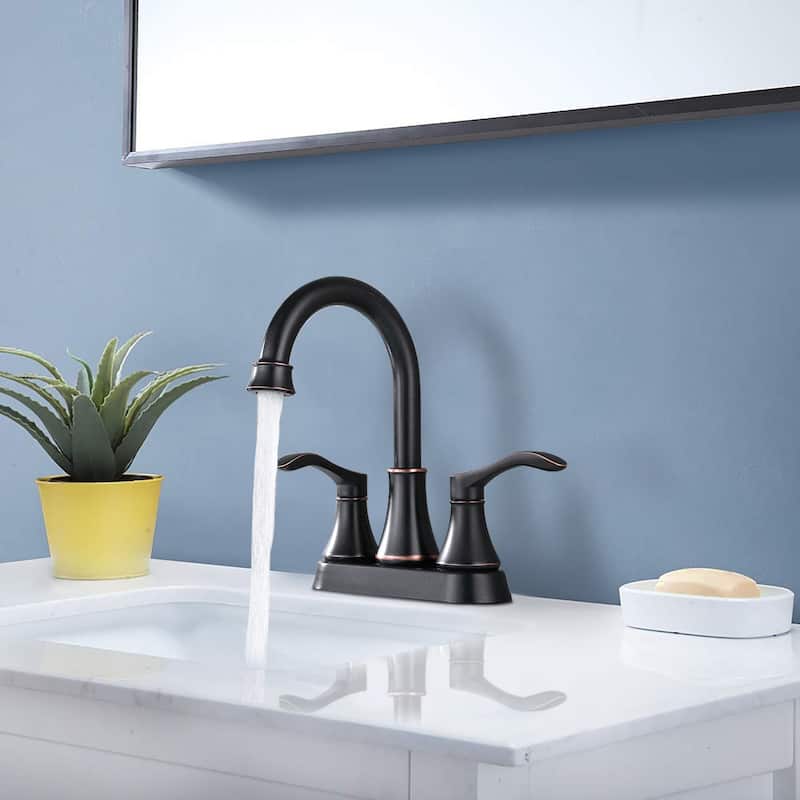 PROOX 4-inch Swivel Spout Centerset 3-hole Bathroom Faucet with Pop-up Drain