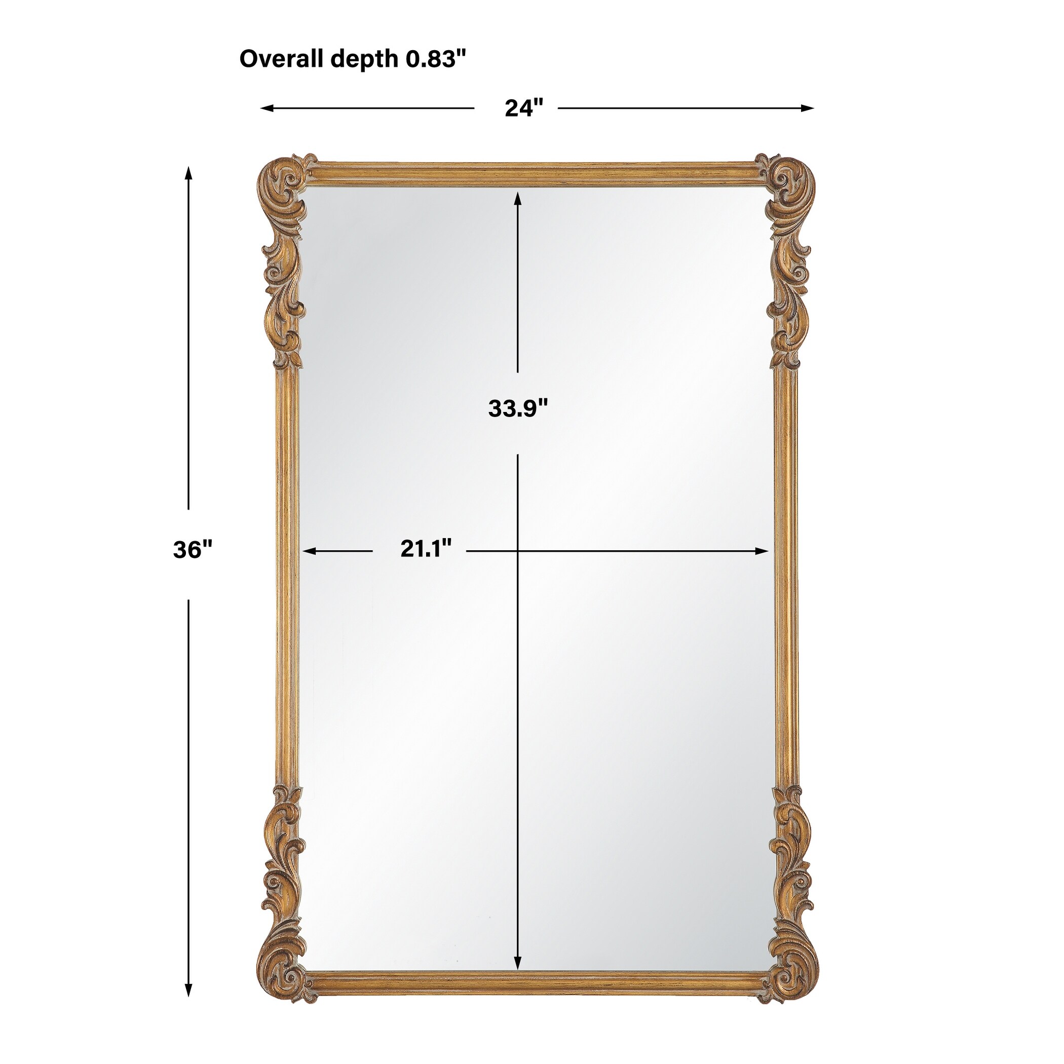 Porch & Den Old World Antique Gold Decorative Wall Mirror