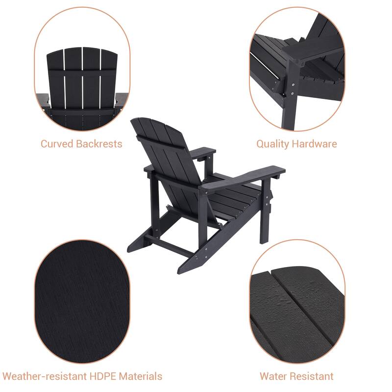 BONOSUKI Patio Adirondack Chair w/Cupholder,Weather Resistant-Set of 4