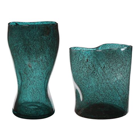 Uttermost Lulu Aqua Glass Vases (Set of 2)