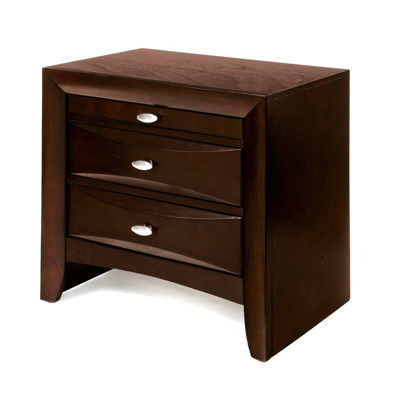 Espresso Finish Nightstand with Spacious Drawers and Top Tray - Espresso