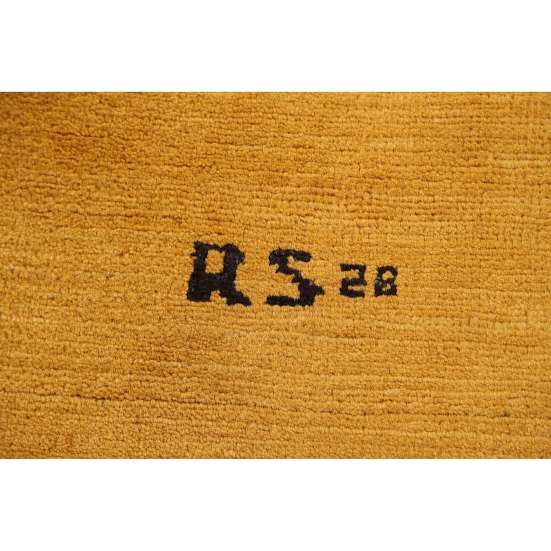 Modern Yellow Gabbeh Oriental Foyer Rug Hand-Knotted Wool Carpet - 3'0"x 5'2"