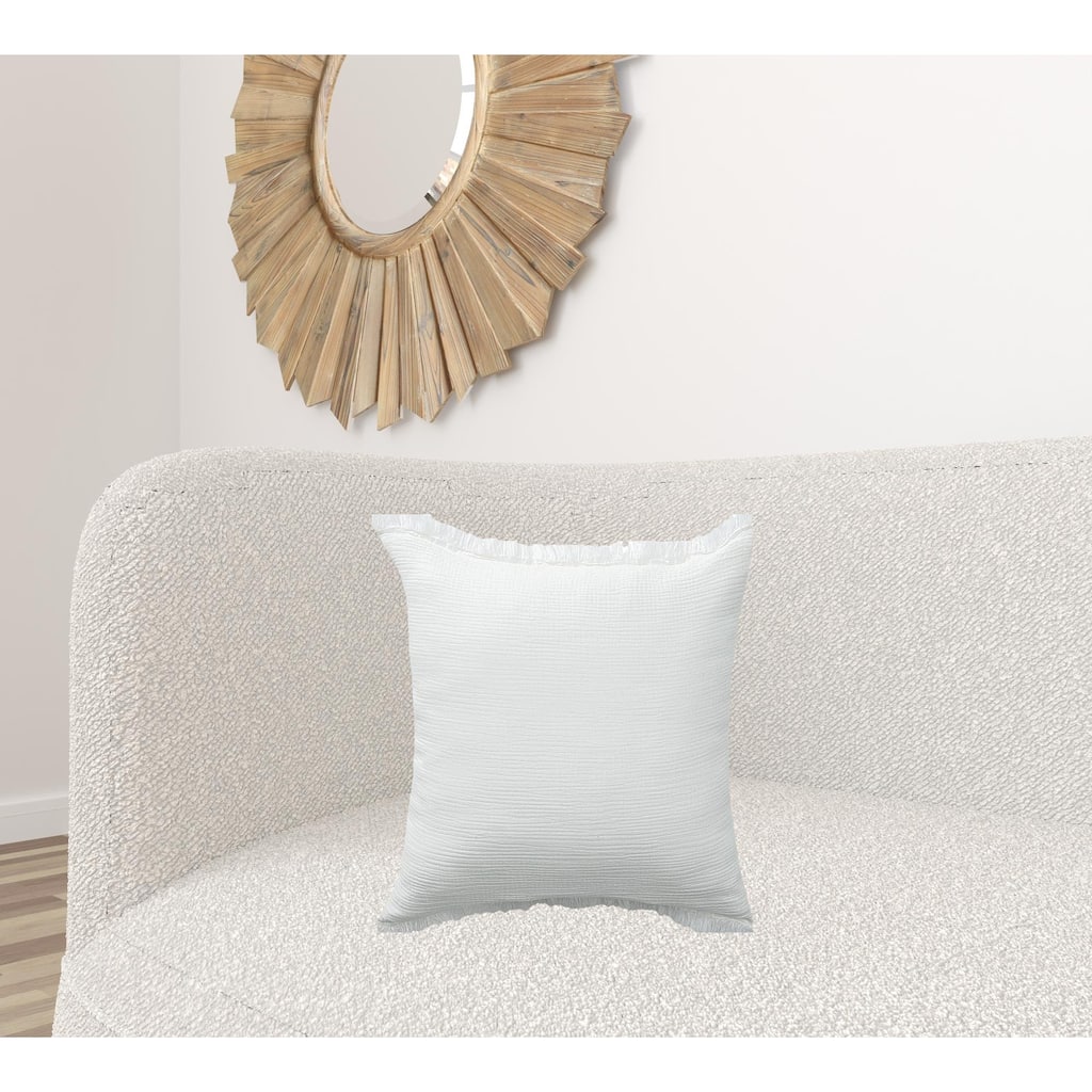 HomeRoots 20" X 20" True White 100% Cotton Zippered Pillow