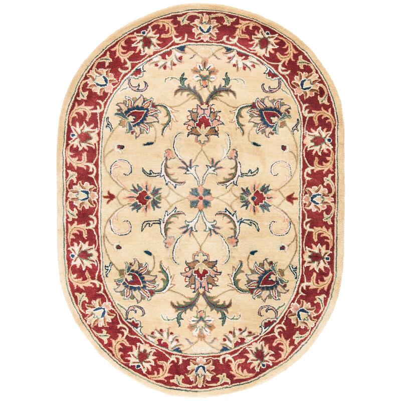 SAFAVIEH Handmade Classic Samina Traditional Oriental Wool Rug - 4'6" x 6'6" Oval - Gold/Red