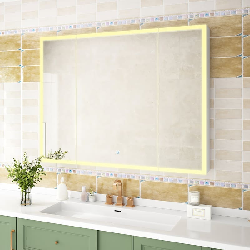 Smart Touch LED Mirror Cabinet - Fogless Vanity with Ambient Lighting - 45.9"