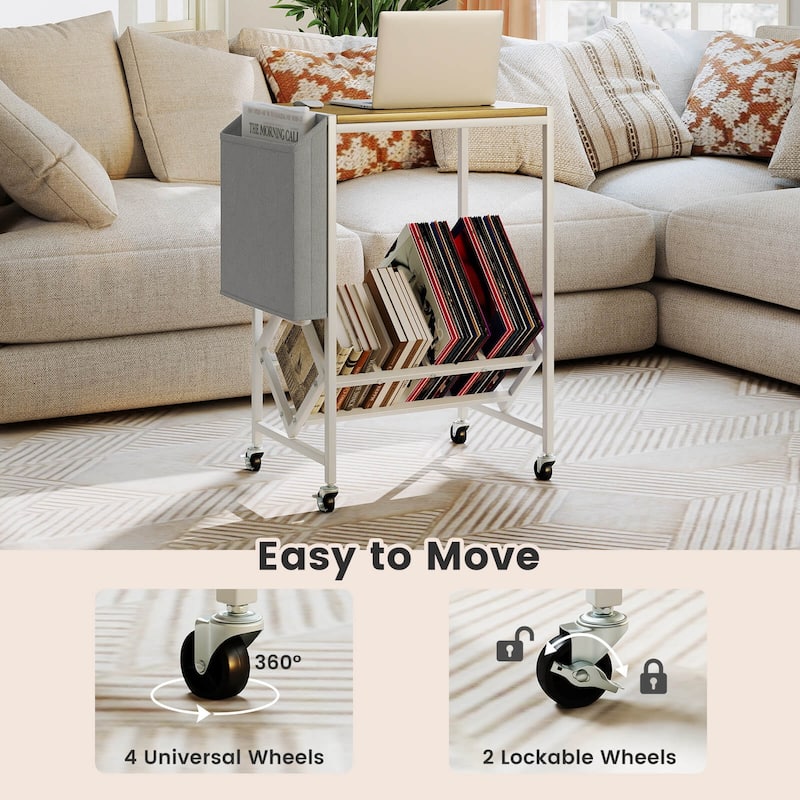 Costway Record Player Stand with Vinyl Record Storage & Side Storage - See Details
