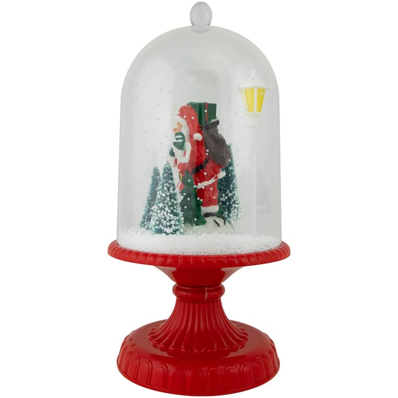 13.5" LED Lighted Snowing Musical Santa Under Cloche Christmas Decoration