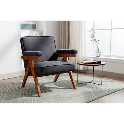 Porthos Home Carlin Fabric Upholstered Accent Chair with Rubberwood Legs