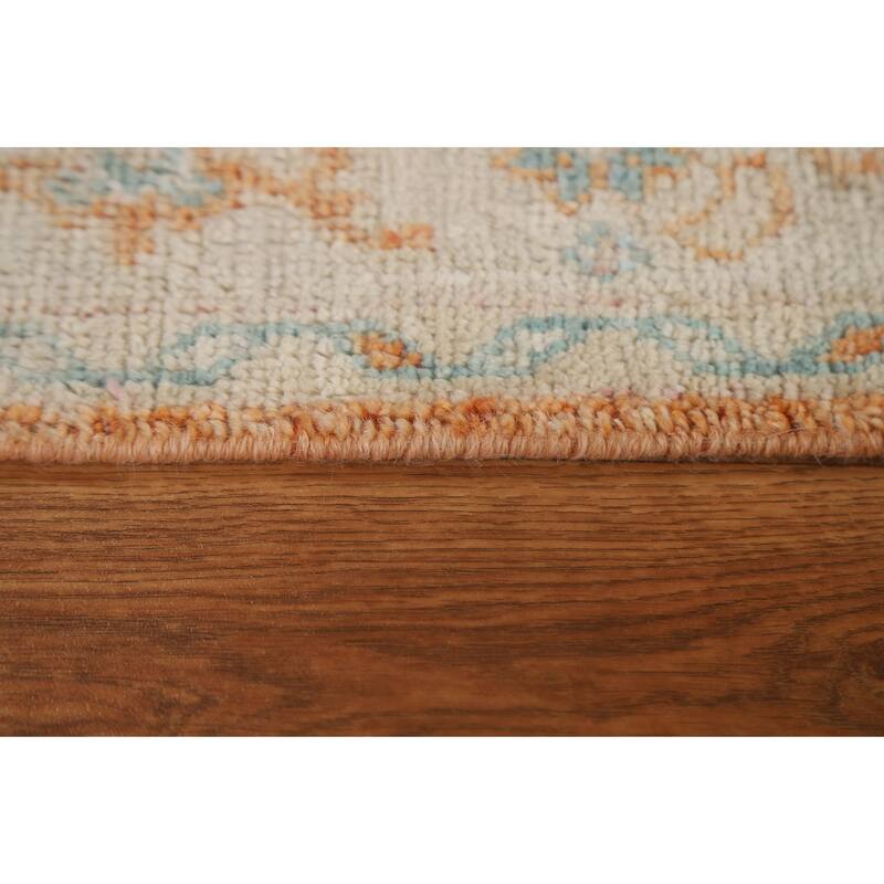 Hand Knotted Oriental 100% Wool Carpet Transitional Geometric Oranges & Rust Oushak Area Rug - 3' 11'' X 2' 11''