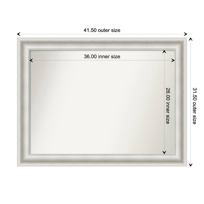 Parlor White Framed Non-Beveled Custom Wall Mirror, Bathroom Vanity Mirror - Outer Size: 41.5 x 31.5