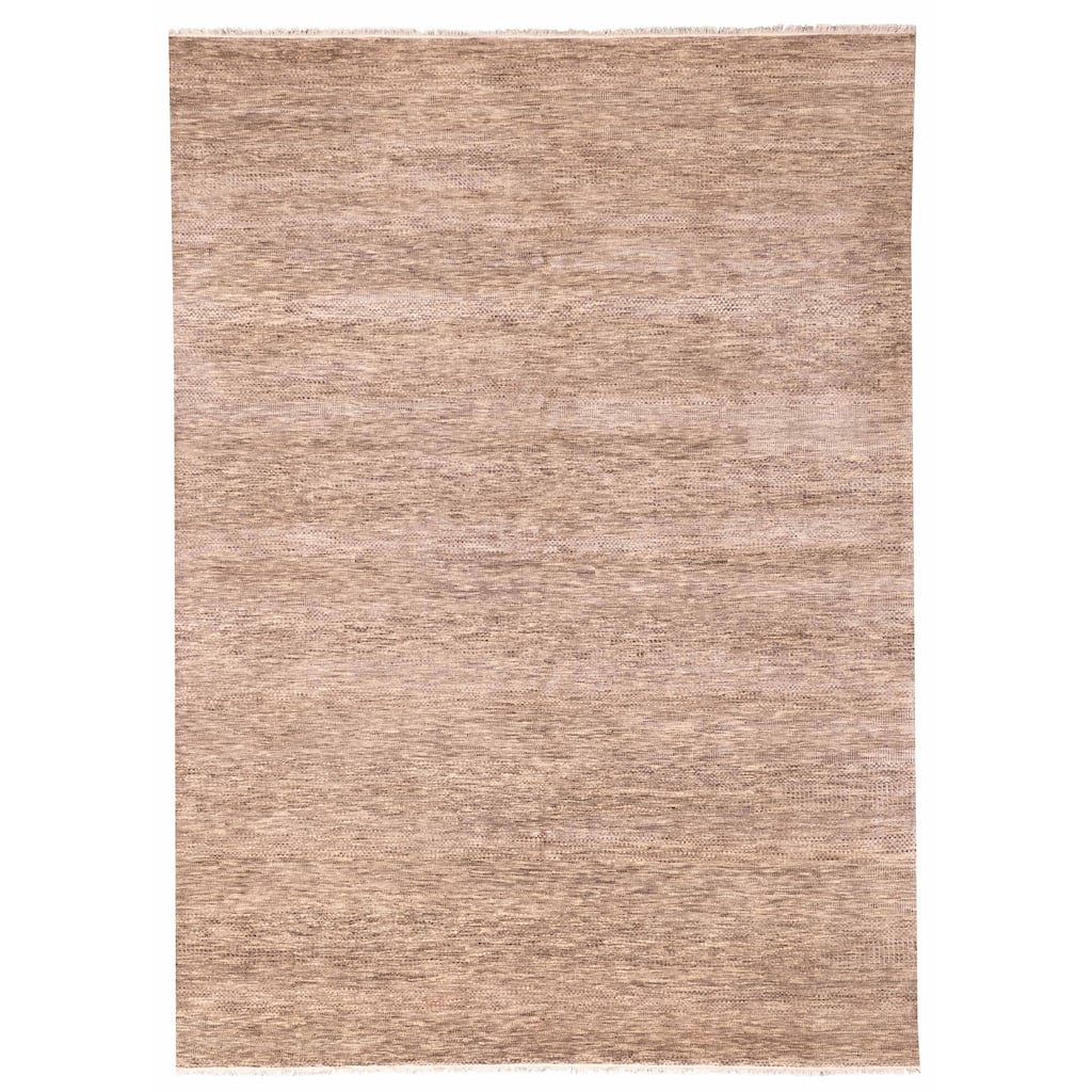 ECARPETGALLERY Hand-knotted Finest Silk Shadow Taupe Viscose, Wool Rug - 9'0 x 12'2