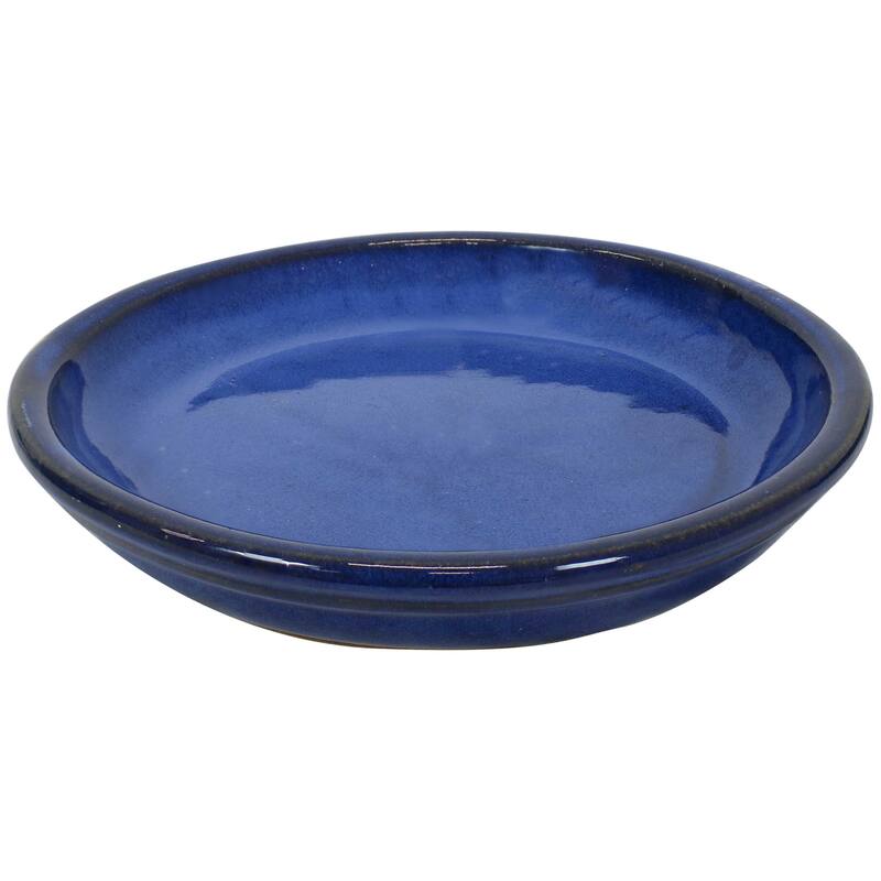 Sunnydaze Set of 2 Glazed Ceramic Planter Saucers - 9"