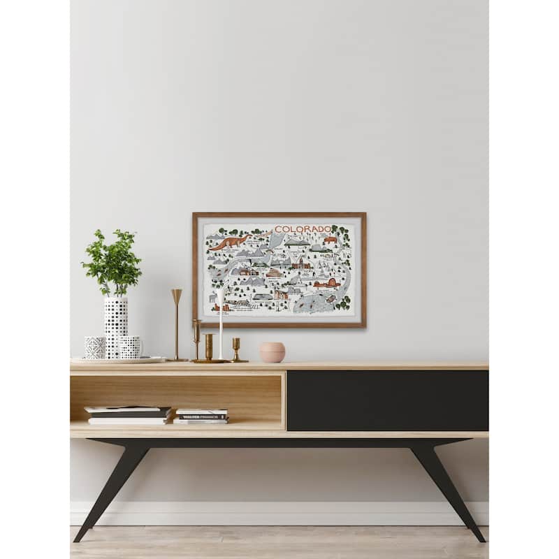 'Colorado Map Destinations IV' Framed Painting Print