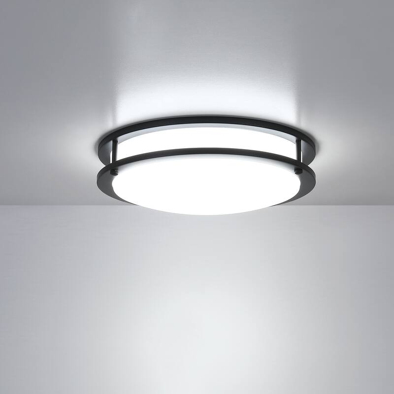 33-in Oval Brushed Nickle or Matte Black Finsh Led Flush Mount Light
