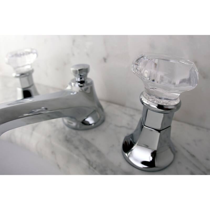 Kingston Brass Crystal Handle Chrome Widespread Bathroom Faucet