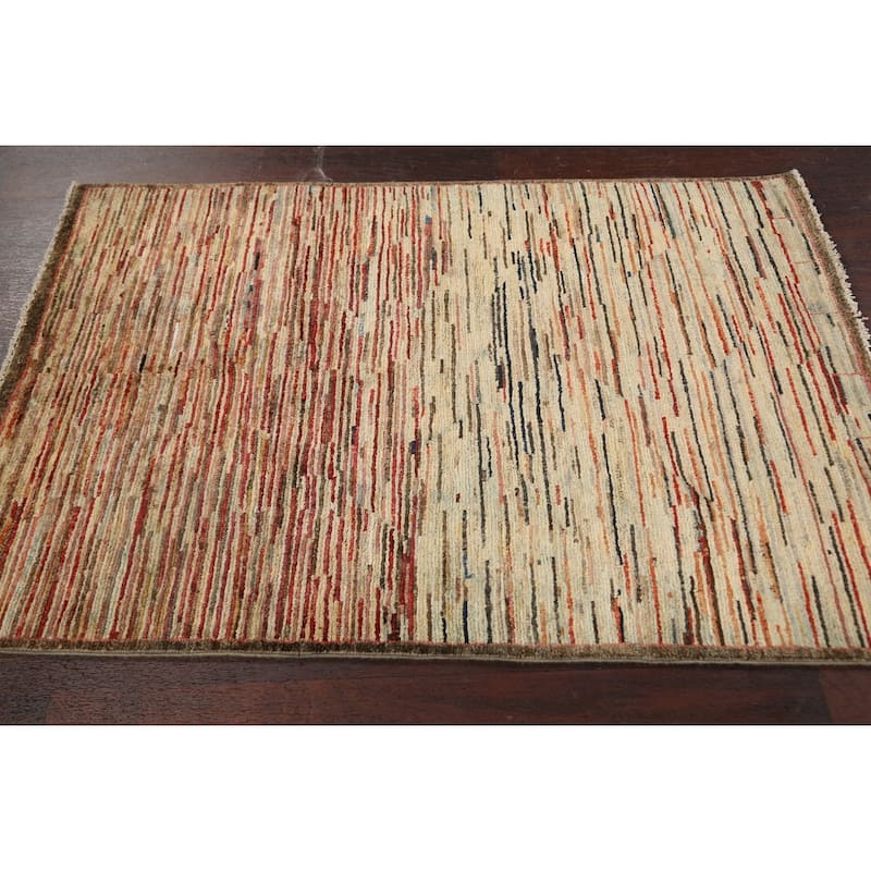 Modern Gabbeh Kashkoli Oriental Kitchen Area Rug Wool Hand-knotted - 3'2" x 4'7"