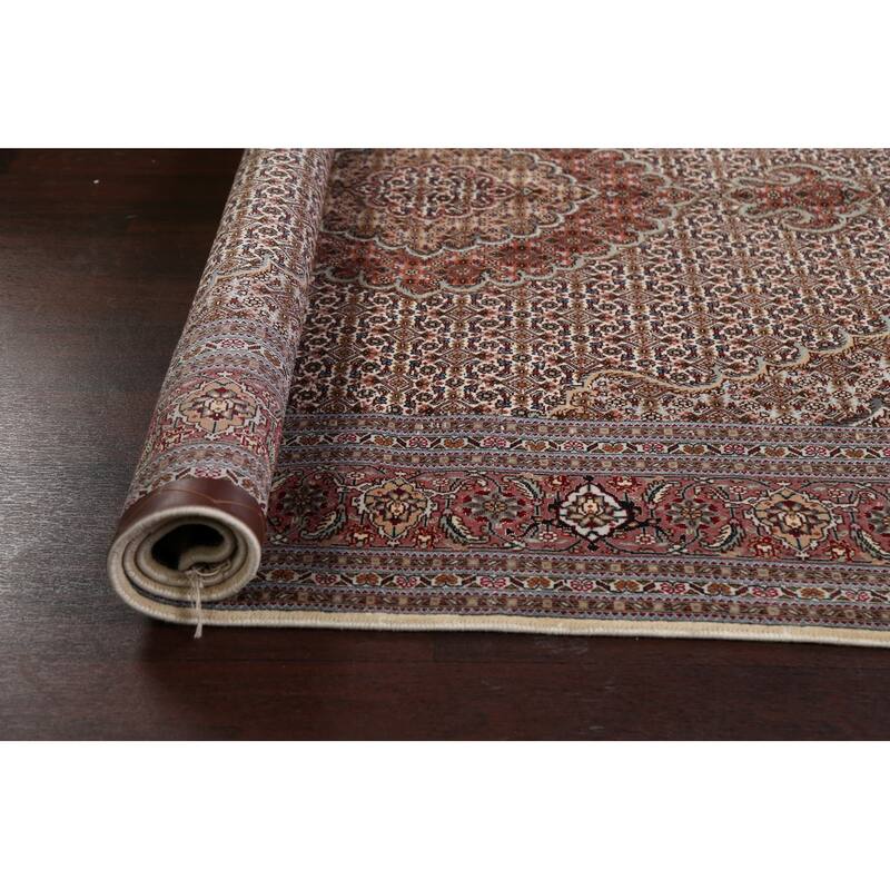 Wool/ Silk Vegetable Dye Tabriz Mahi Persian Area Rug Handmade Carpet - 5'0" x 6'9"