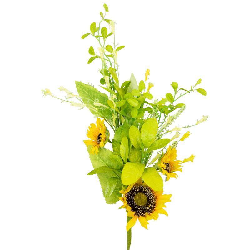 Sunflower and Wildflower Artificial Floral Silk Spray - 33" - Yellow
