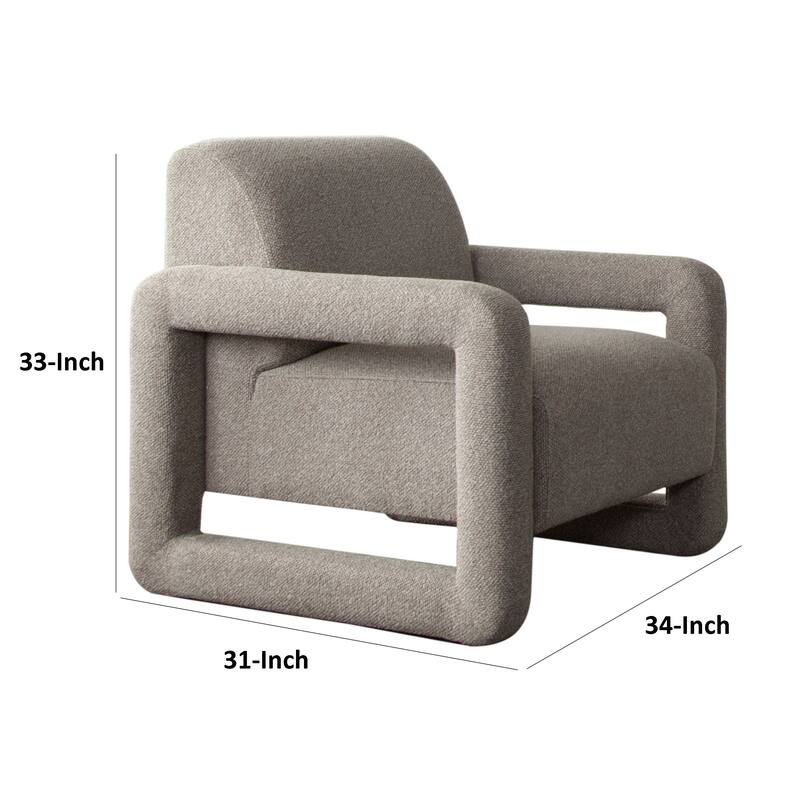 Keny Accent Chair, Open Arm Textured Mink Gray Polyester