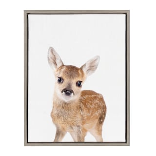 Sylvie Baby Deer Animal Print Framed Canvas Wall Art by Amy Peterson