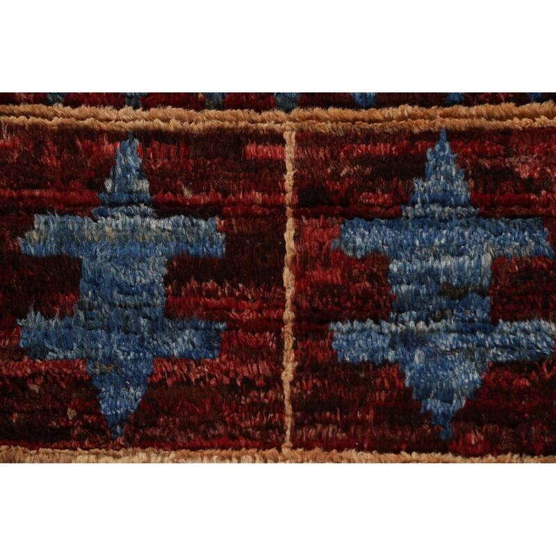 Hand Knotted Oriental 100% Wool Carpet Modern Tribal Multi-Colored Moroccan Area Rug - 9' 11'' X 6' 9''