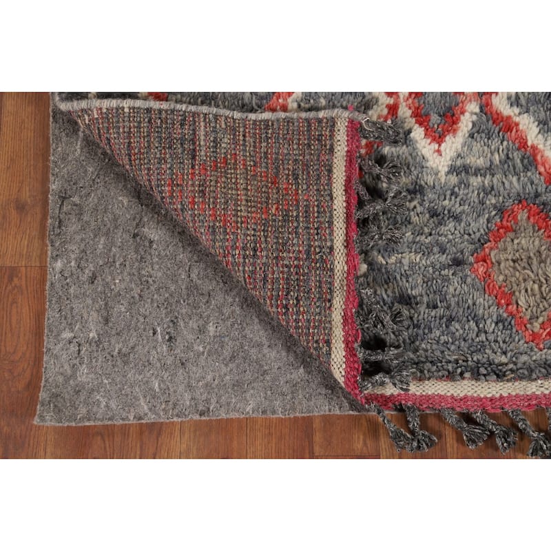 Grey Moroccan Area Rug Hand-Knotted Wool Carpet - 5'4" x 9'6"