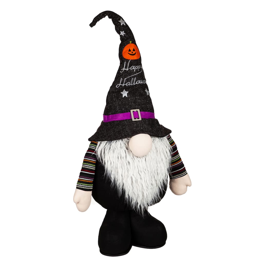 LED Color Changing Plush Halloween Gnome with Witch Hat Decor