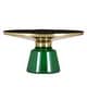 preview thumbnail 11 of 16, 30-Inch Round Coffee Table Glass/Stone Tabletop with Gold Iron Rim Frame Glass Pedestal Base
