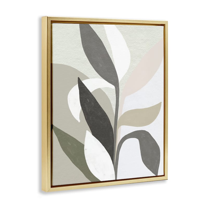 Stupell Soft Modern Organic Leaves Framed Floater Canvas Wall Art Design By June Erica Vess