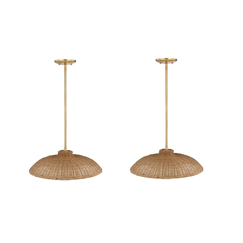 Belleville Boho Rattan Pendant Light with Shade and Glass Diffuser