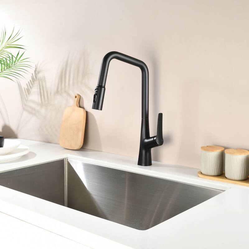 Professional Kitchen Faucet - 3 Function 360 Sprayer, One Touch Switching & Fast Connect​