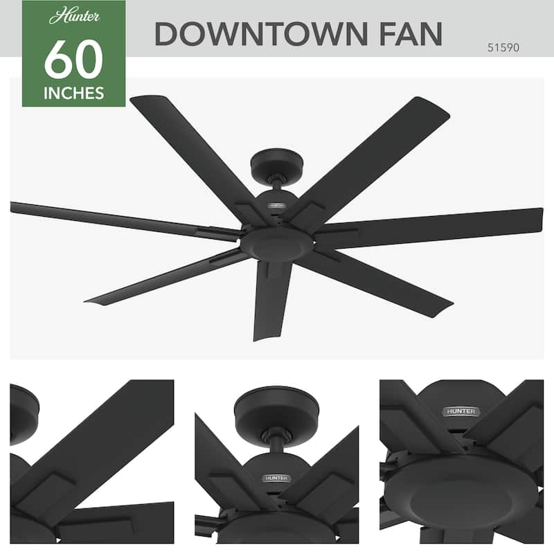 Hunter 60" Downtown Windmill Outdoor Ceiling Fan w/ Wall Control, Damp-Rated - Indoor-Outdoor, Industrial, Modern - ENERGY STAR!