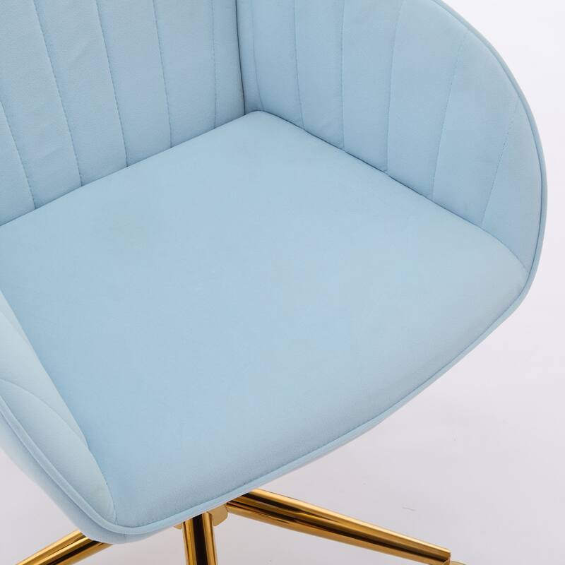 Velvet Office Chair with Golden Base, Ergonomic Backrest, Memory Foam Cushion, and Adjustable Seat for Home or Bedroom
