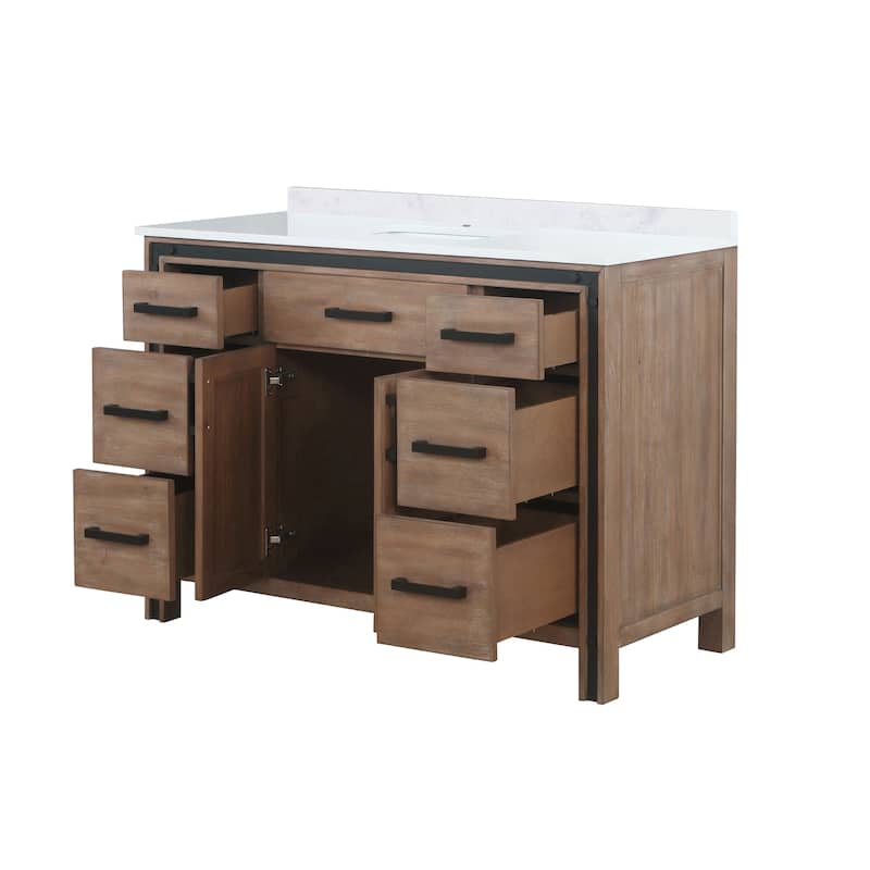 Ziva 48 in W x 22 in D White Bath Vanity and White Quartz Top