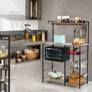 6-Tier Kitchen Storage Rack with Storage Basket and 6 S-Hooks - Bed ...