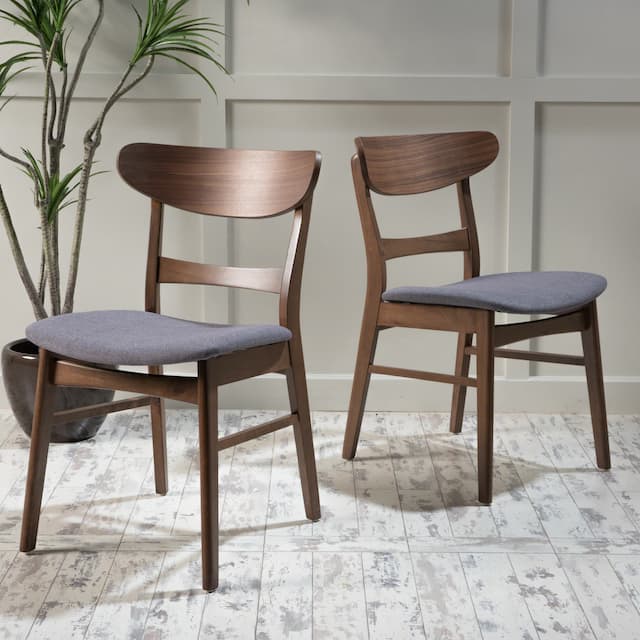 Idalia Mid-Century Modern Dining Chairs (Set of 2) by Christopher Knight Home - N/A - Dark Grey/Walnut