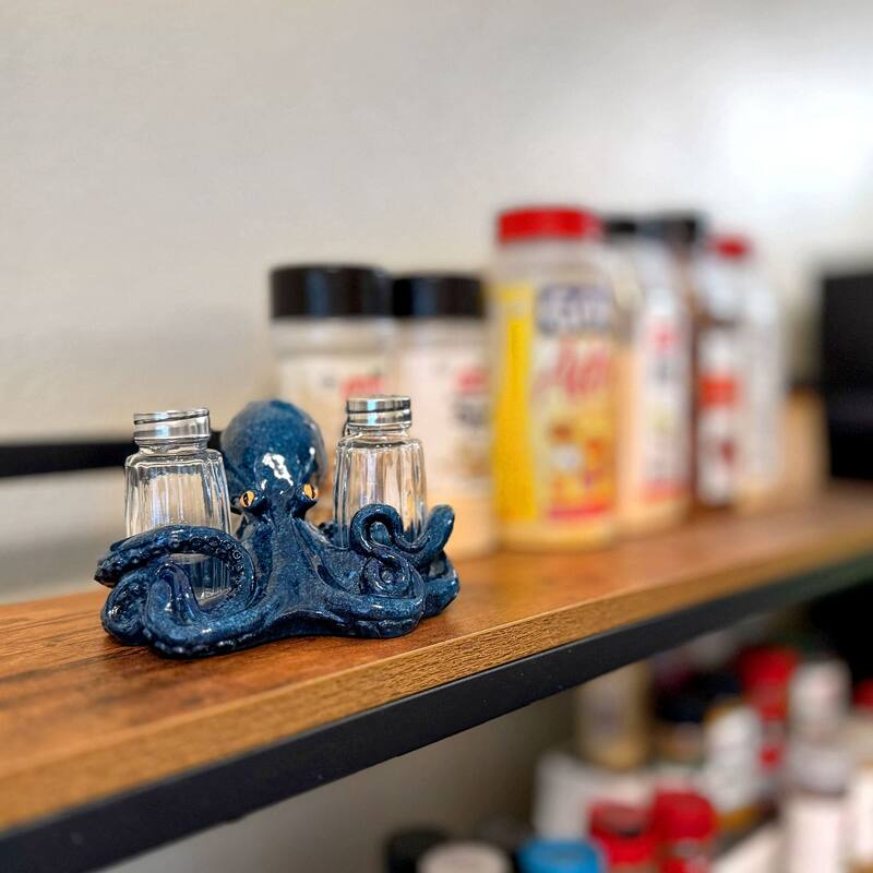 Octopus Salt And Pepper Shaker Set Coastal Dining Decor - 3.5 X 6 X 5.5 inches