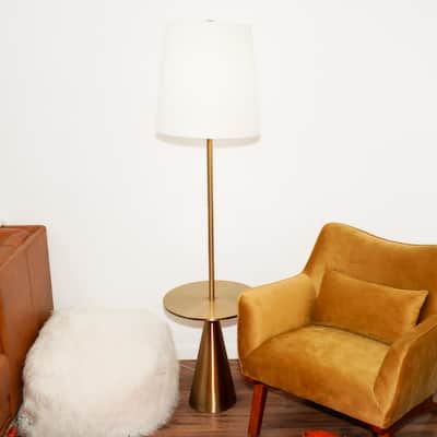 Stellar Beacon Brass Floor Lamp - White