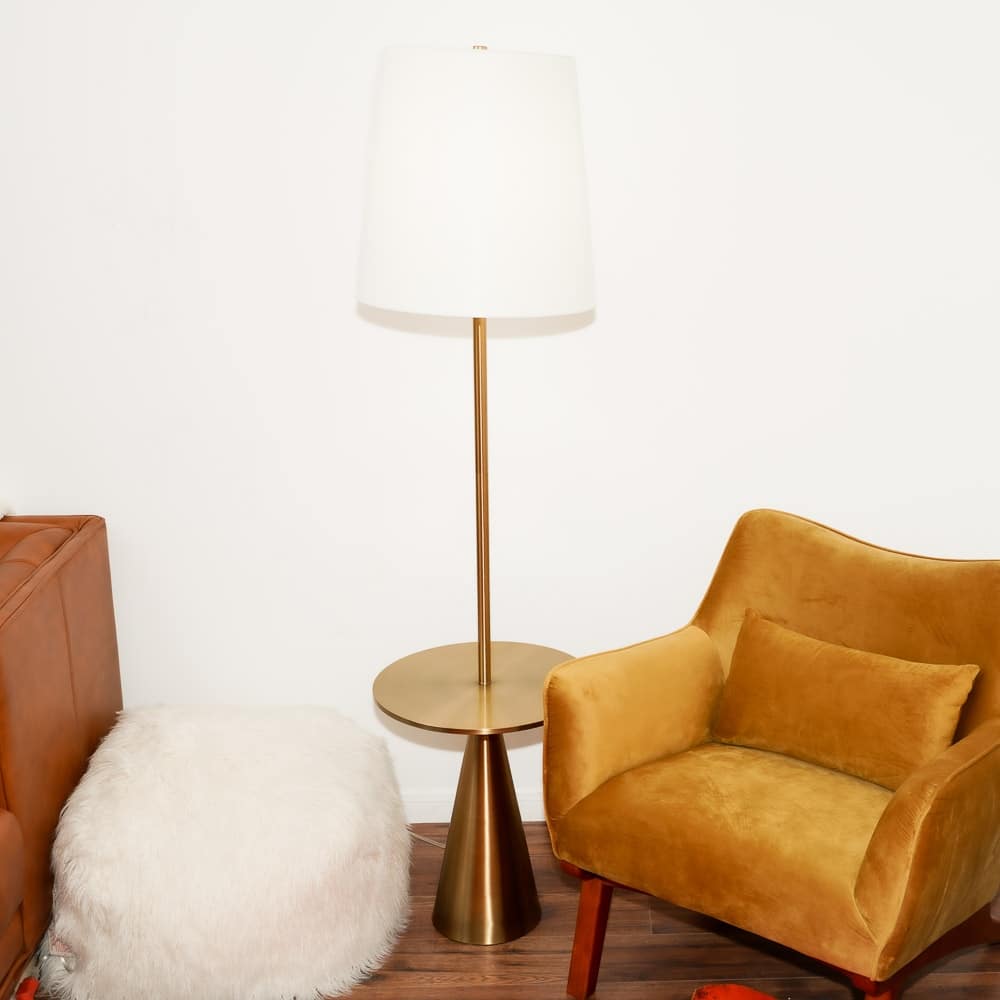 Stellar Beacon Brass Floor Lamp - White