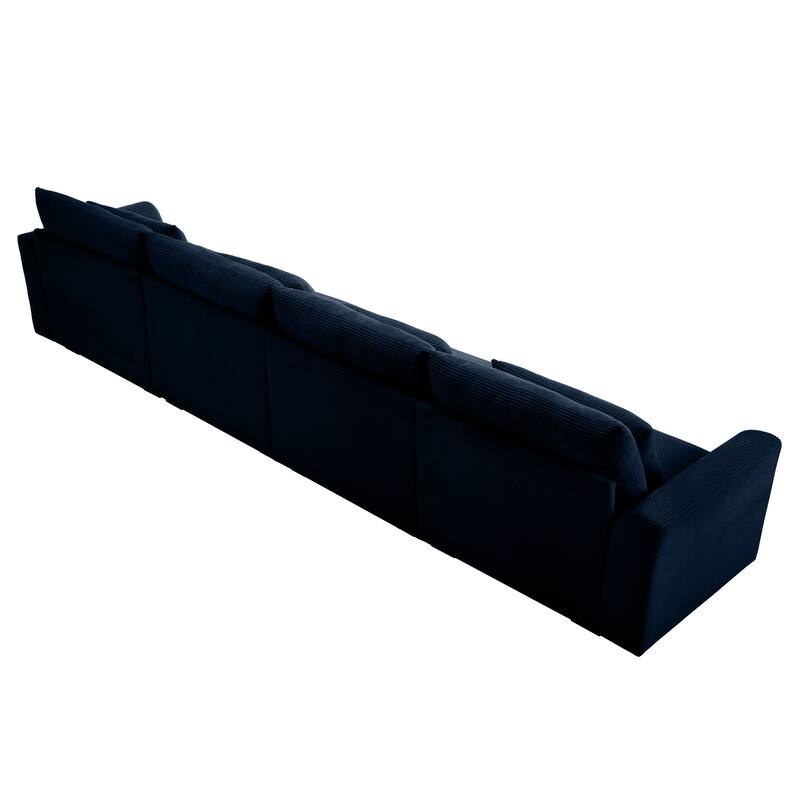 GDFStudio - Finnegan 4‑Seater Corduroy Sofa with 4 Waist Pillows