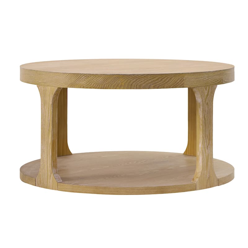 Christopher Knight Home - Modern Farmhouse Round Coffee Table with 2-Tier Storage Shelf