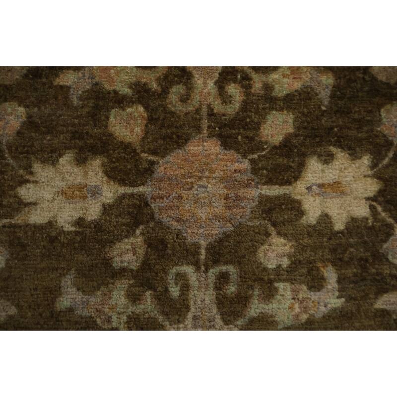 Hand Knotted Oriental 100% Wool Carpet Traditional All-Over Brown Peshawar Area Rug - 3' 0'' X 2' 0''